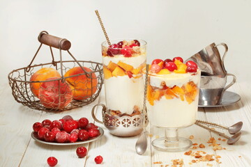 Dessert with ricoto and peach