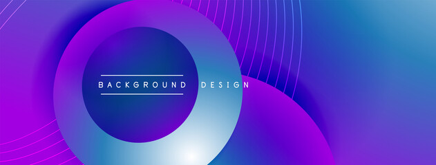 Gradient circles with shadows. Vector techno abstract background. Modern overlapping forms wallpaper background, design template