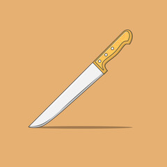 Knife Vector Icon Illustration. Kitchen Knife Vector. Flat Cartoon Style Suitable for Web Landing Page, Banner, Flyer, Sticker, Wallpaper, Background