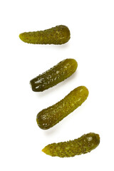 small pickled cucumbers isolated on white backrgound