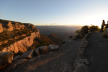 Scenic view of the Bright Angel Trail at the Grand Canyon at sunrise