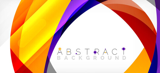 Geometric abstract background. Circle created with overlapping color shapes. Vector Illustration For Wallpaper, Banner, Background, Landing Page