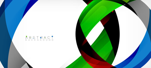 Fototapeta premium Color circle shapes, minimal geometric background. Trendy dynamic composition. Vector Illustration For Wallpaper, Banner, Background, Landing Page