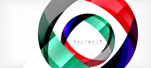 Obraz premium Color circle shapes, minimal geometric background. Trendy dynamic composition. Vector Illustration For Wallpaper, Banner, Background, Landing Page