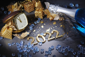 Happy New Year. Symbol from number 2022 on abstract background