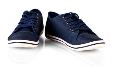 blue comfortable shoes for man isolated on white background.