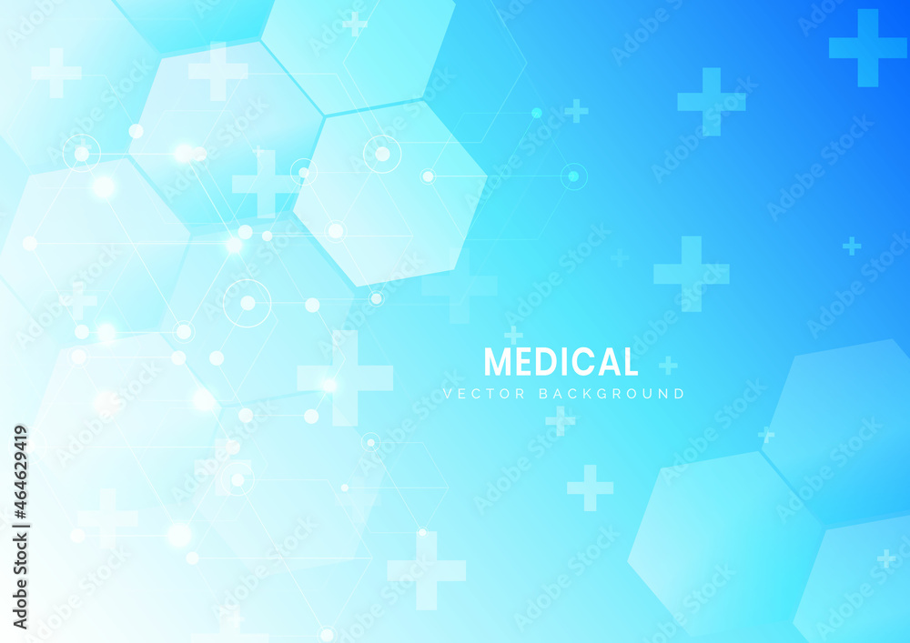 Aufkleber abstract hexagon pattern and lines background. medical and science concept.