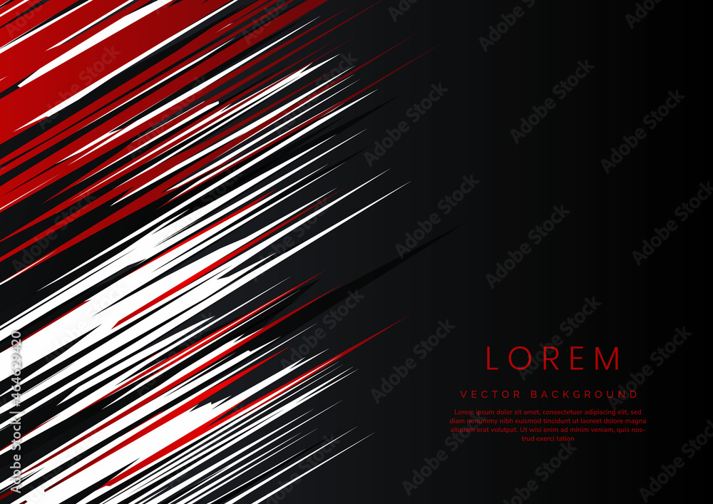 Poster Template abstract red, black and white background with stripe lines diagonal with space for text.