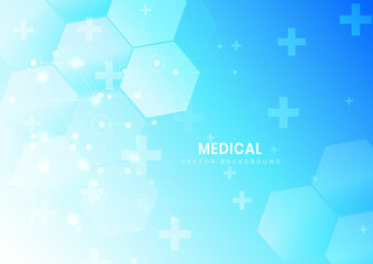 Abstract hexagon pattern and lines background. Medical and science concept.