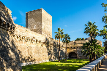 View at the Wall of Swabian Castle in the streets of Bari - Italy