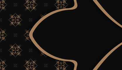 Black banner template with greek brown ornament for design under your logo