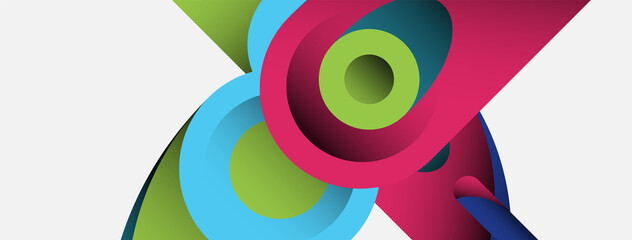 Fototapeta premium Abstract background. Minimal geometric circles and round style shapes with deep shadow effects. Trendy technology business template for wallpaper banner or background