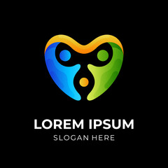 family love logo design, love and people, combination logo with 3d colorful style