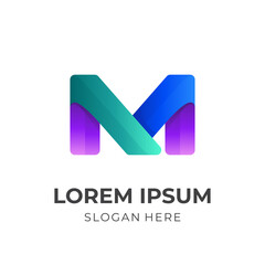 initial M logo template with 3d colorful style