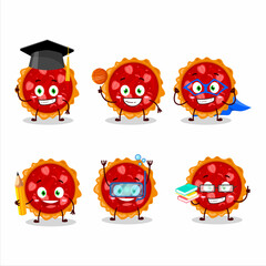 School student of strawberry tart cartoon character with various expressions