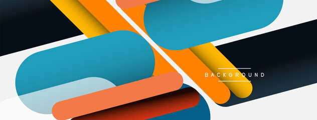 Overlapping round shapes and lines background. Vector illustration for wallpaper banner background or landing page