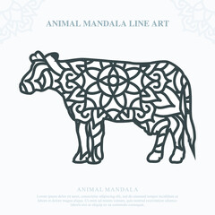 Animal Mandala. Vintage decorative elements. Oriental pattern, vector illustration.