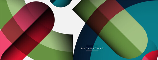 Obraz premium Geometric abstract background. Round shapes, circles, lines composition for wallpaper banner background or landing page