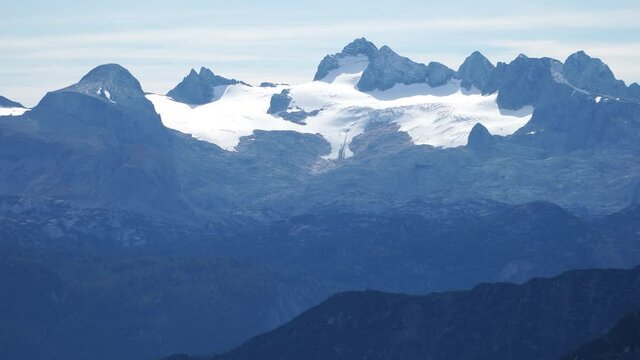 Panoramic View View from Loser Mountain in Ausseerland to Dachstein Massif in Asseerland, Salzkammergut ,Austria