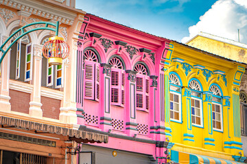 Signature buildings in Phuket Old Town, Thailand - obrazy, fototapety, plakaty
