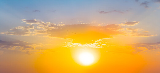 dramatic sunset on cloudy sky, natural sunset background