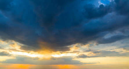Naklejka na ściany i meble dramatic cloudy sky at the early morning, natural sky background