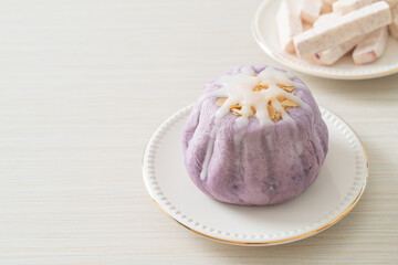 taro bun with white sugar cream and nut