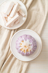 taro bun with white sugar cream and nut