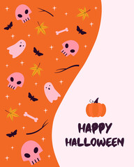 Halloween greeting card with text. Vector illustration