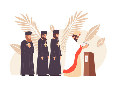priests in robes performing religious ceremony clip art preview