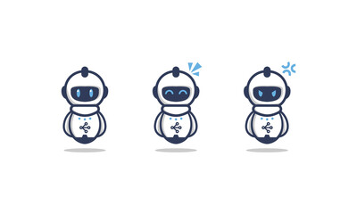 Illustration vector graphic of cute android robot with multiple expression