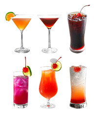 group of cocktail from juice on white background