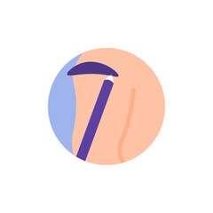 Icon illustration of a person using an eyebrow pencil or eyeliner to emphasize the color of the eyebrows. draw eyebrows. flat cartoon style. vector design