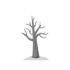 winter tree illustration. tree without leaves covered in snow. flat cartoon style. vector design