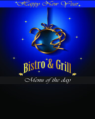 2022 Happy new year restaurant menu template for your seasonal flyer or invitations background.
