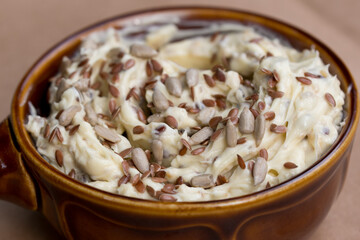 vegan spread with seeds in bowl