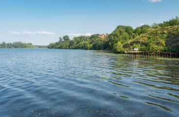 Late summer  landscape with Dnipro riverside near Dnepropetrovsk city, Ukraine