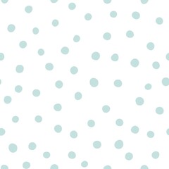 Nahtloses Muster mit Tupfen. Süßes Konfetti. Abstrakt angeordnete handgezeichnete Kreise. Minimalistischer skandinavischer Stil in Pastellfarben. Ideal zum Bedrucken von Babykleidung, Textilien, Stoffen, Geschenkpapier.
