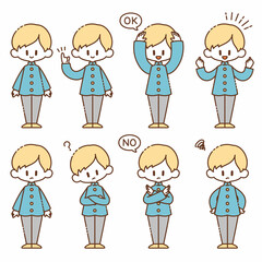 制服を着た男の子の色んなポーズ