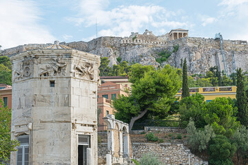 Turm der Winde, Römische Agora, mit Akropolis, Athen, Griechenland