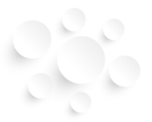 Abstract white background with 3D circles pattern, interesting white gray vector  minimal 3D background illustration.