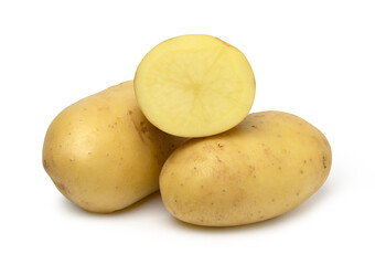 Potatoes and sliced isolated on white background, with clipping path.