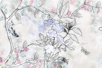 Retro watercolor bouquet illustration