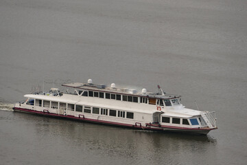 Obraz premium Passenger tourist ship. Traveling by water transport.