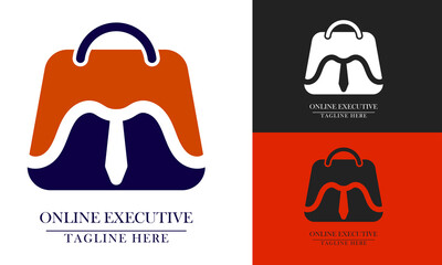 letter m tie and shopping bag icon logo element