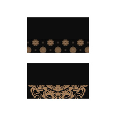 Black business card with luxurious brown ornaments for your brand.
