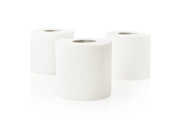 White toilet paper, three rolls