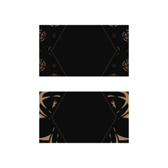 Black business card with greek brown ornaments for your brand.