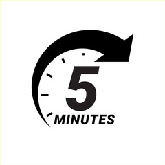 Minute timer icons. sign for five minutes.