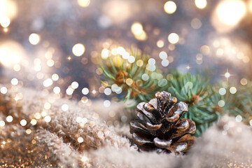 Obraz na płótnie Canvas Christmas ornament with winter holiday festive background